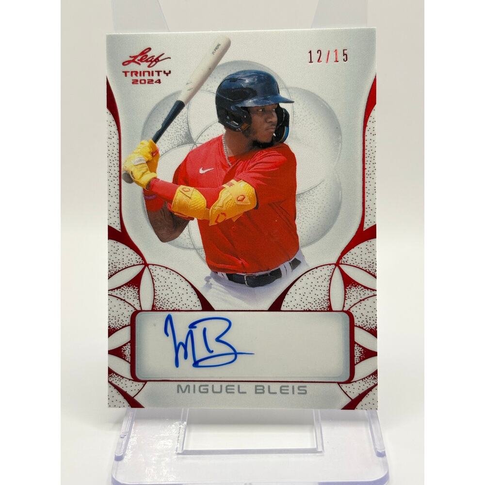 2024 Leaf Trinity Baseball Miguel Bleis Red Auto 12/15 SP Boston Red Sox